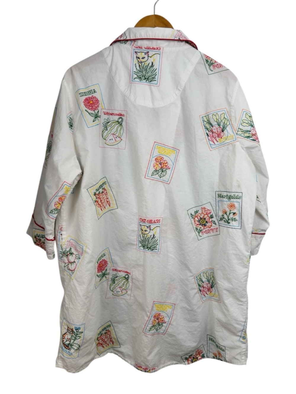 Printfresh Seed Packets Sleep Shirt Cloud Organic Cotton Button Down Nightgown L - Picture 8 of 16